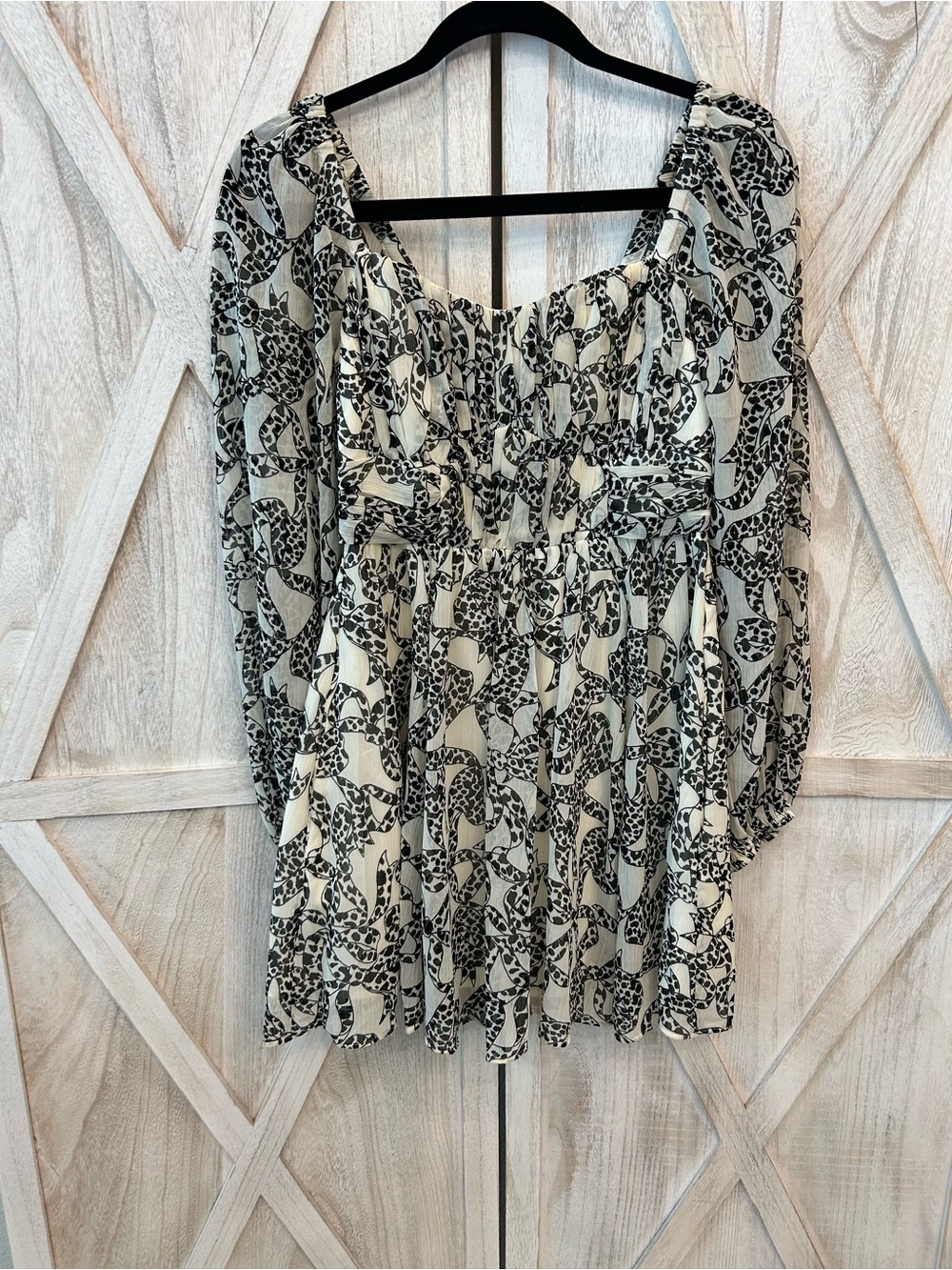 Express Black & White Bow Printed Mini Dress